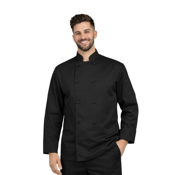 Bluza kucharska czarna męska  długi rękaw 8 guzików roz.3XL